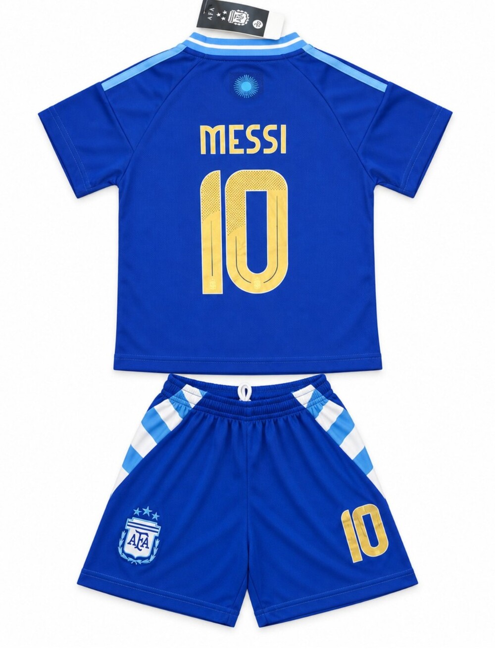 Kids Argentina Messi #10 Soccer Jersey Shorts Set Youth Blue Unisex